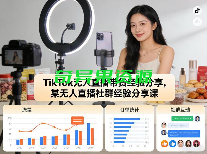 TikTok无人直播带货经验分享,某无人直播社群经验分享课-奇异果资源
